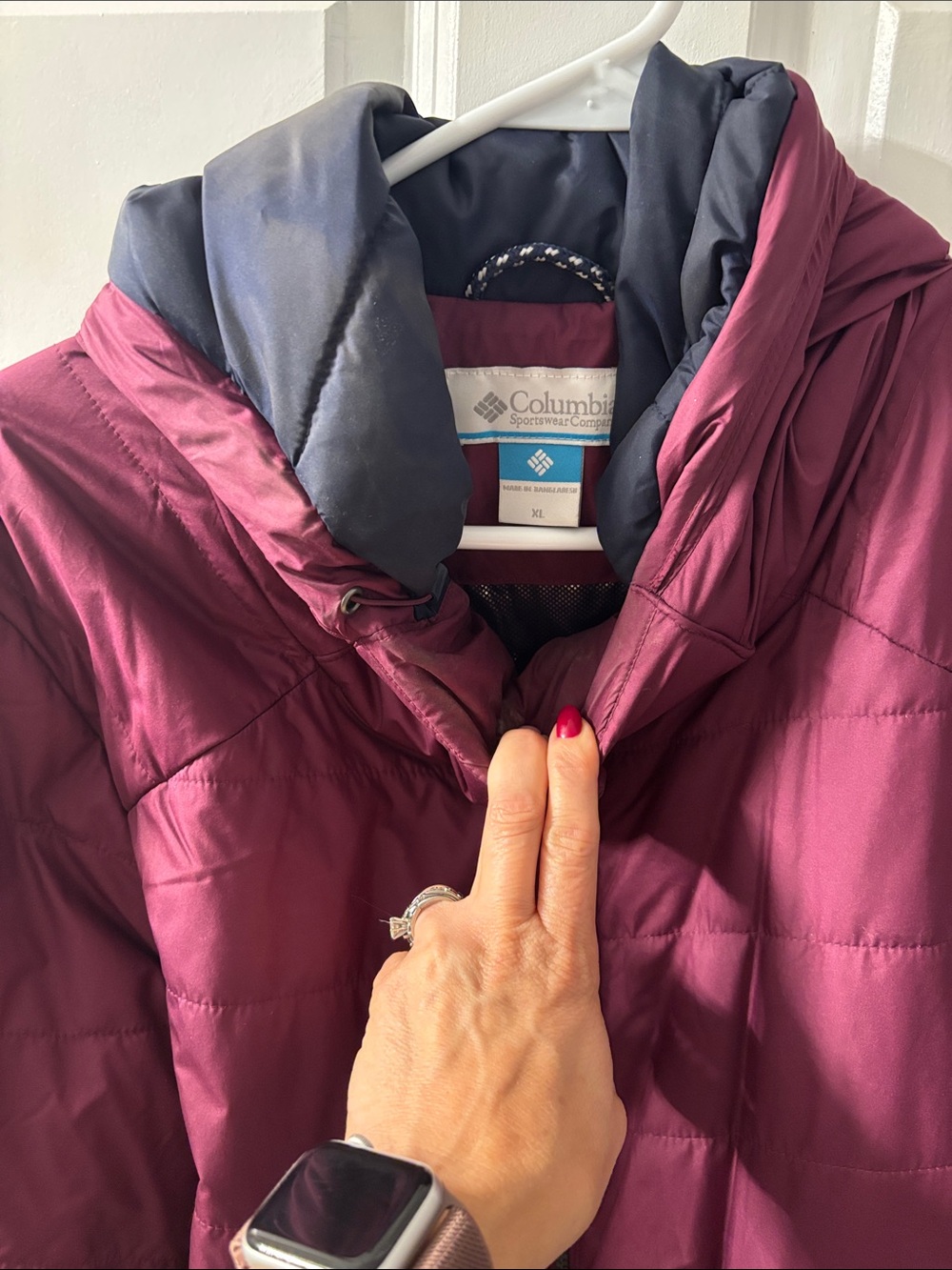 Columbia Women's Hooded Puffer Jacket - Deep Plum with Navy Lining